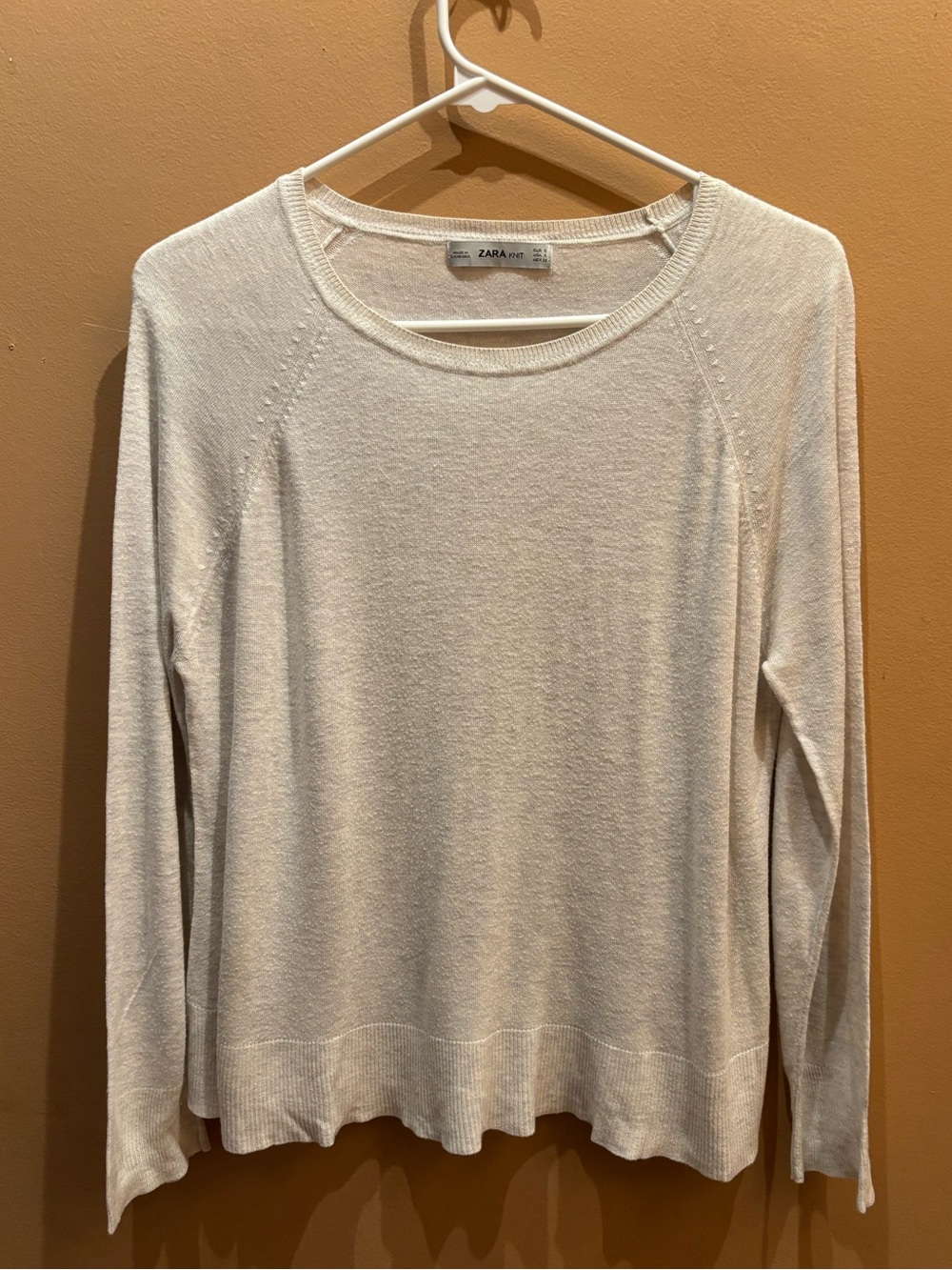 Zara Knit lightweight cream color pullover sweater Size Small